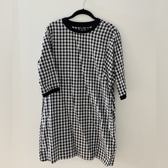 SHEIN Black and White Gingham Mini-Dress - Picture 1 of 3